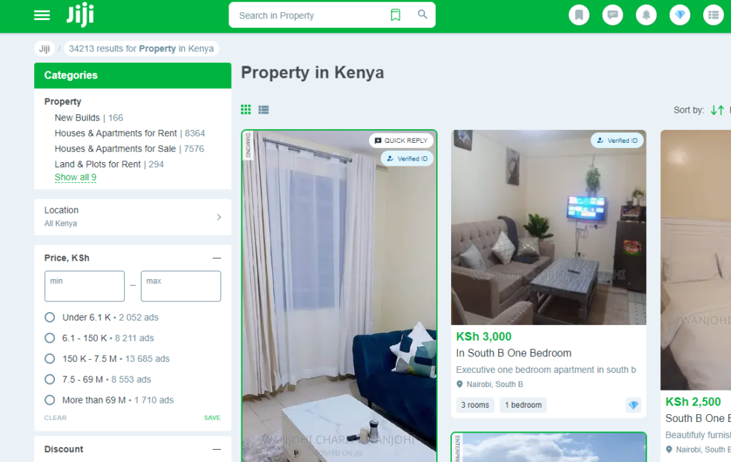 While not exclusively a real estate platform, Jiji.co.ke has earned its place among the best property websites in Kenya thanks to its vibrant marketplace approach and user-driven content.