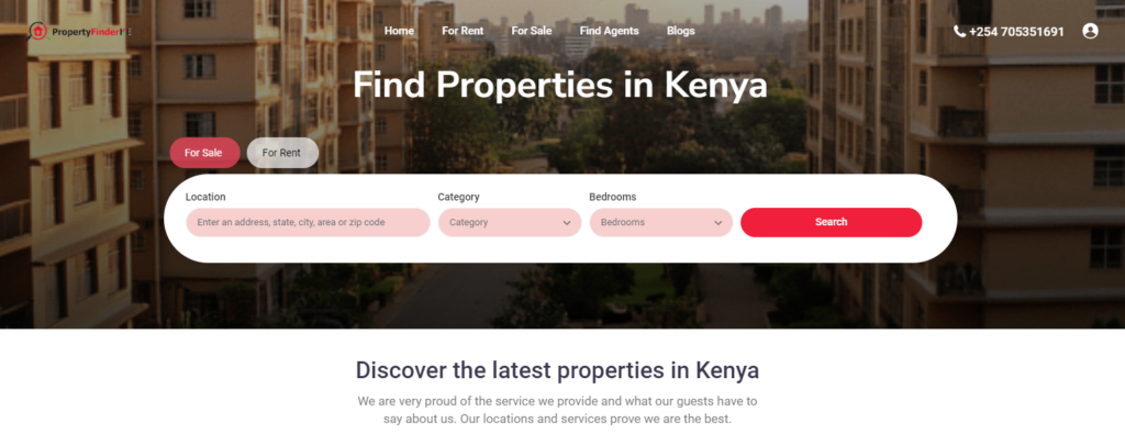 Rounding out our list of the best property websites in Kenya is Property Finder KE, a platform that focuses on simplicity and efficiency in the property search process.